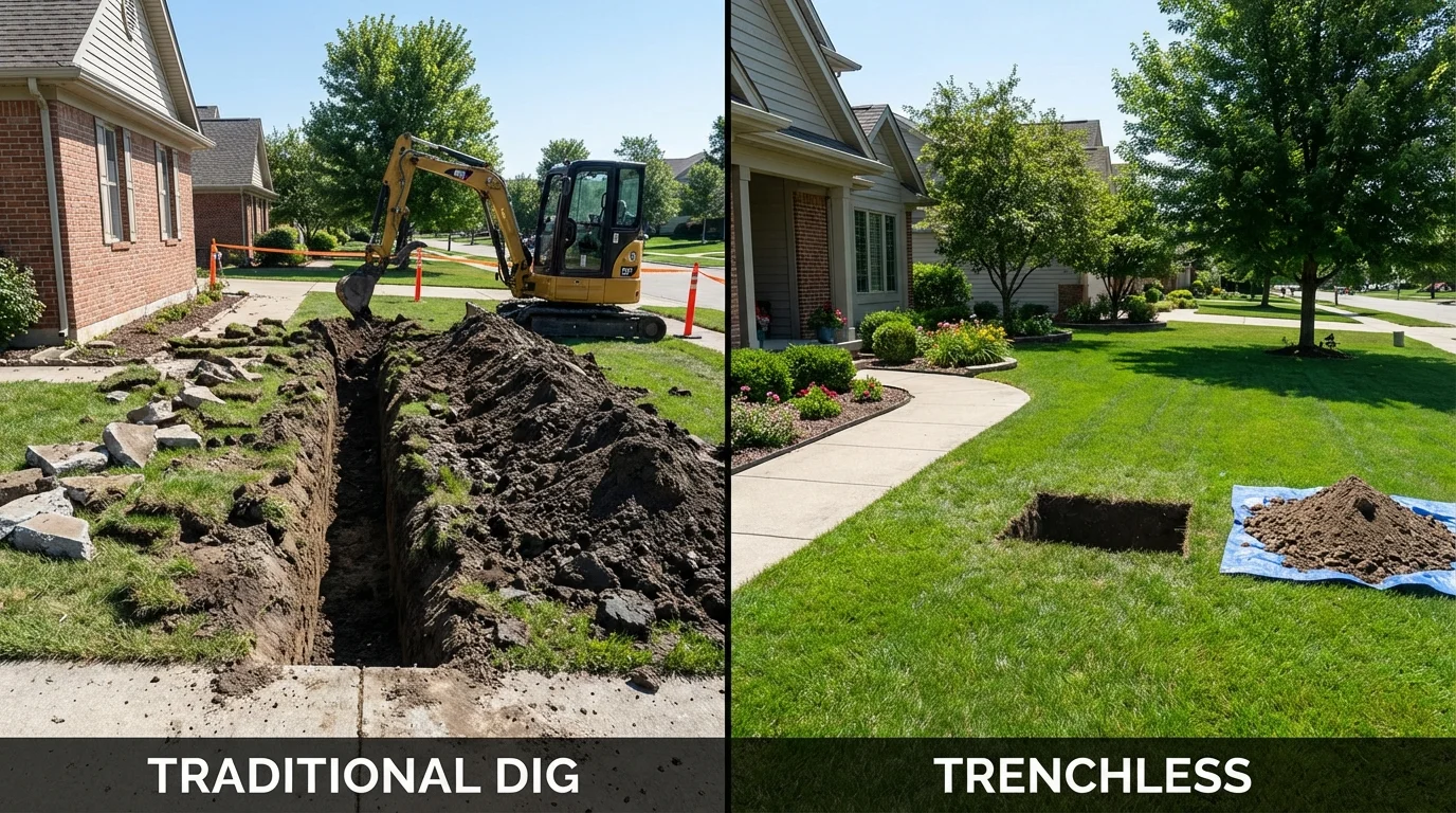 Trenchless sewer repair with minimal yard damage versus traditional excavation in Condon, OR
